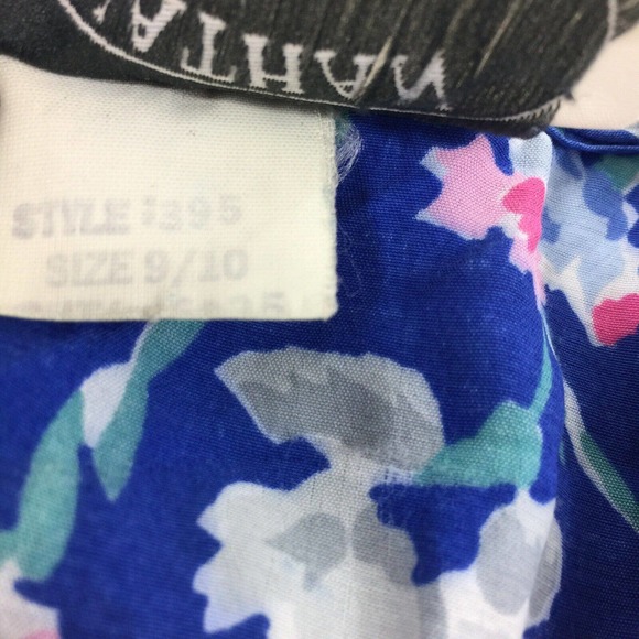 Vintage 1980s Jonathan Martin Floral Dress 9/10 Blue Modest Peter Pan Collar M - Picture 4 of 7